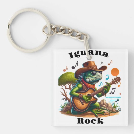 Iguana Serenading Swamp Dweller Rock Schlüsselanhänger (Vorderseite)