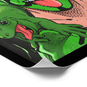 Iguana Tongue Out Funny Lizard Wrestler Cartoon Poster (Ecke)