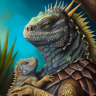 Iguana-Vater und Baby-Schlips Krawatte