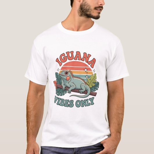 Iguana Vibes Only Cute Retro Iguana Reptile Lover  T-Shirt (Vorderseite)
