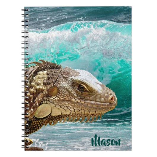 Iguana Wave (mit personalisiertem Namen) Notizblock (Vorderseite)