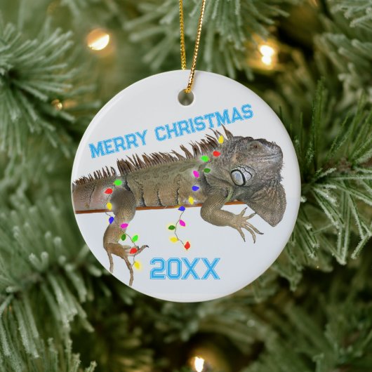 Iguana Weihnachts-Fotovorlage Exotische Haustiere Keramik Ornament (Baum)
