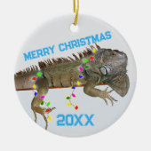 Iguana Weihnachts-Fotovorlage Exotische Haustiere Keramik Ornament (Vorne)