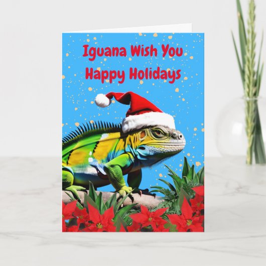 Iguana Wish You Happy Holidays Weihnachten Karte (Vorderseite)
