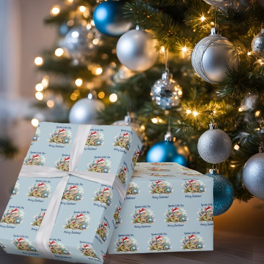 Iguana wünscht Ihnen ein frohes Weihnachts-Blau Geschenkpapier