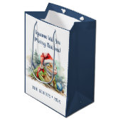 Iguana wünscht Ihnen ein frohes Weihnachtsfest Mittlere Geschenktüte (Vorderseite Schrägansicht)