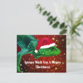 Iguana wünscht Ihnen ein frohes Weihnachtsfest Postkarte (Stehend Vorderseite)