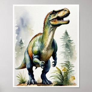 Iguanodon Dinosaur Aquarellmalerei Wand an Wand Ku Poster