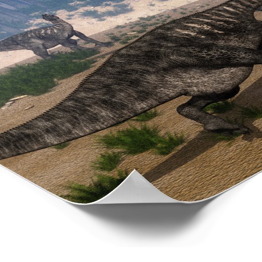 Iguanodon-Dinosaurier-Herde an der Küste Poster (Ecke)