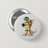 Iguanodon ist in einem Kosmonauten-Raum gekleidet. Button (Vorne & Hinten)