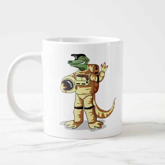 Iguanodon ist in einem Kosmonauten-Raum gekleidet. Jumbo-Tasse (Links)