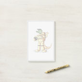 Iguanodon ist in einem Kosmonauten-Raum gekleidet. Post-it Klebezettel (Auf Schreibtisch)