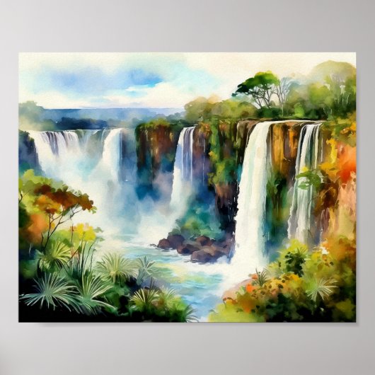Iguazu Falls Argentina Watercolor Poster (Vorne)