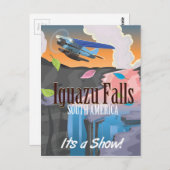 Iguazu Falls South America Reiseplakat Postkarte (Vorne/Hinten)