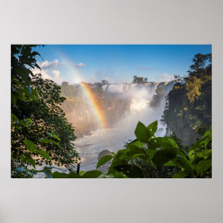 Iguazú Wasserfälle mit Regenbogen, Argentinien Poster