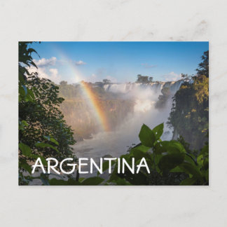 Iguazú Wasserfälle mit Regenbogen, Argentinien Postkarte