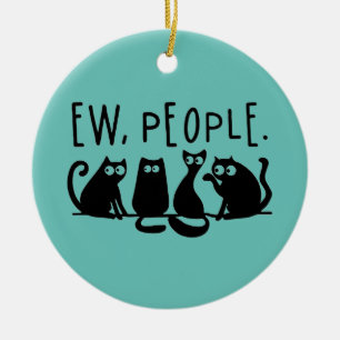 Ih Leute Lustig Miauende Schwarze Katzen  Keramik Ornament
