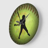 iHit Fastpech Softball-Silhouette Große Wanduhr (Winkel)
