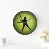 iHit Fastpech Softball-Silhouette Große Wanduhr (Zuhause)