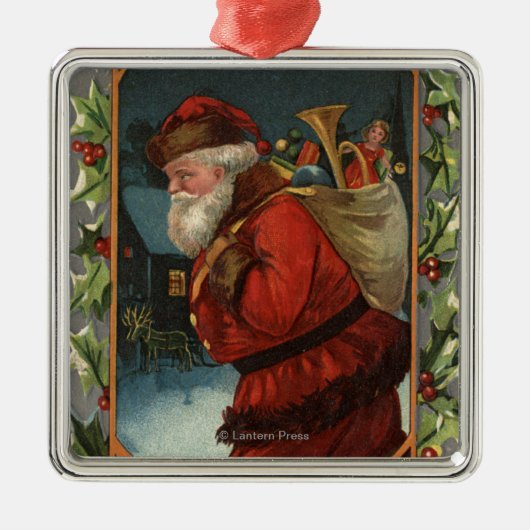 Ihnen ein fröhliches ChristmasSanta Marschieren Ornament Aus Metall (Vorne)