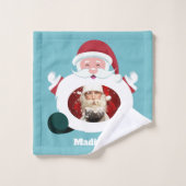 IHR 3 Fotos & Name Custom Santa Handtuch Set (Waschlappen)