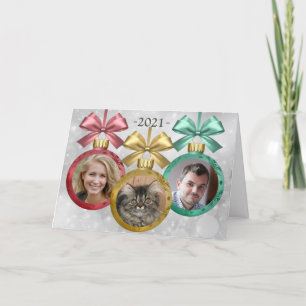 Ihr 3-Fotos-Schmuck-Anhänger-Falt-Weihnachtskarte  Feiertagskarte
