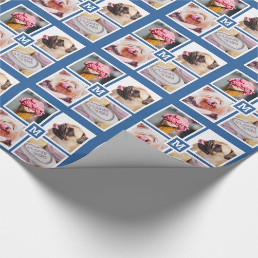 IHR 4-FOTO- & MONOGRAMM-Packpapier Geschenkpapier (Ecke)