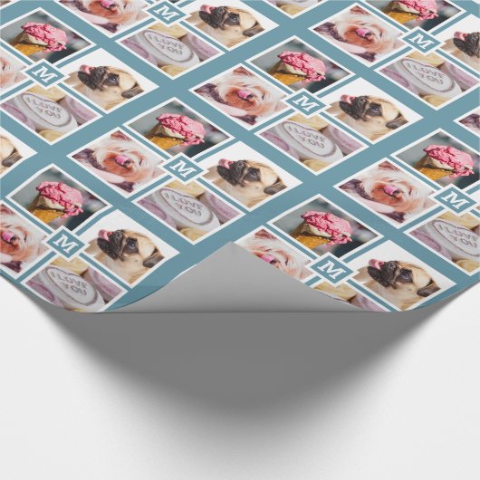 IHR 4-FOTO- & MONOGRAMM-Packpapier Geschenkpapier (Ecke)