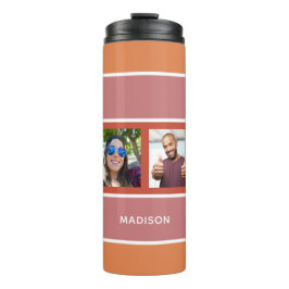 Ihr 4 FOTO & NAME Stripes Muster Tumbler Thermosbecher