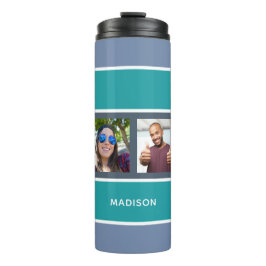 Ihr 4 FOTO & NAME Stripes Muster Tumbler Thermosbecher