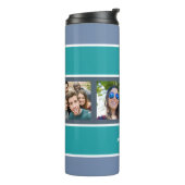 Ihr 4 FOTO & NAME Stripes Muster Tumbler Thermosbecher (Nach links gedreht)