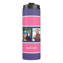 Ihr 4 FOTO & NAME Stripes Muster Tumbler Thermosbecher