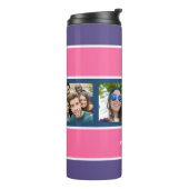 Ihr 4 FOTO & NAME Stripes Muster Tumbler Thermosbecher (Nach links gedreht)