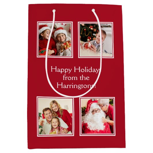 IHR 4 FOTOS & CUSTOM TEXT Medium Geschenk Tasche Mittlere Geschenktüte (Vorderseite)