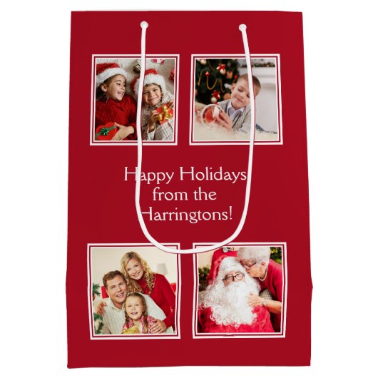 IHR 4 FOTOS & CUSTOM TEXT Medium Geschenk Tasche Mittlere Geschenktüte (Rückseite)