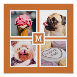 IHR 4 FOTOS & MONOGRAM individuelles Poster