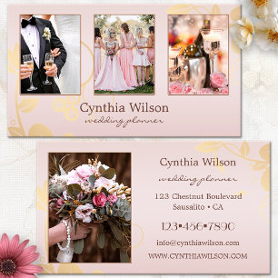 Ihr 4-Fotos-Roségold-Hochzeitsplaner Visitenkarte