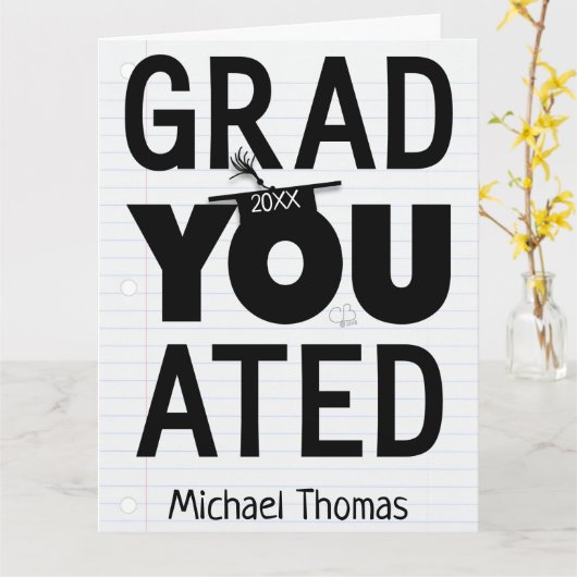 Ihr Abitur Name und Datum groß Karte (Gelbe Blume)