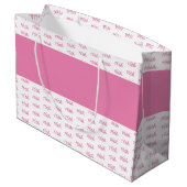 Ihr Altersnummernmuster - Rosa und Weiß Große Geschenktüte (Rückseite Schrägansicht)