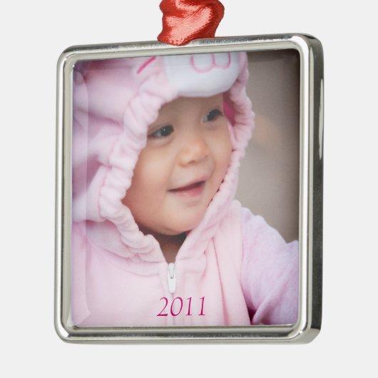 Ihr Baby auf einer erstklassigen Verzierung Silbernes Ornament (Links)