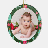 Ihr Baby Foto CUSTOM Weihnachtsgrün farbig Keramik Ornament (Links)