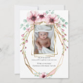 Ihr Baby Foto Frische Frühlingsblumen und Blätter Einladung (Vorderseite)