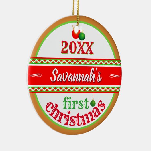 Ihr Baby (Name) 1. Weihnachten Keramik Ornament (Rechts)