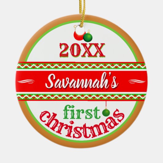 Ihr Baby (Name) 1. Weihnachten Keramik Ornament (Vorne)