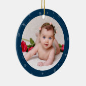 Ihr Baby's Foto CUSTOM Weihnachten Deutsch Blau Keramik Ornament (Rechts)
