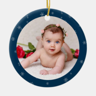 Ihr Baby's Foto CUSTOM Weihnachten Deutsch Blau Keramik Ornament
