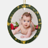 Ihr Baby's Foto CUSTOM Weihnachten Gold Green Luxe Keramik Ornament (Links)