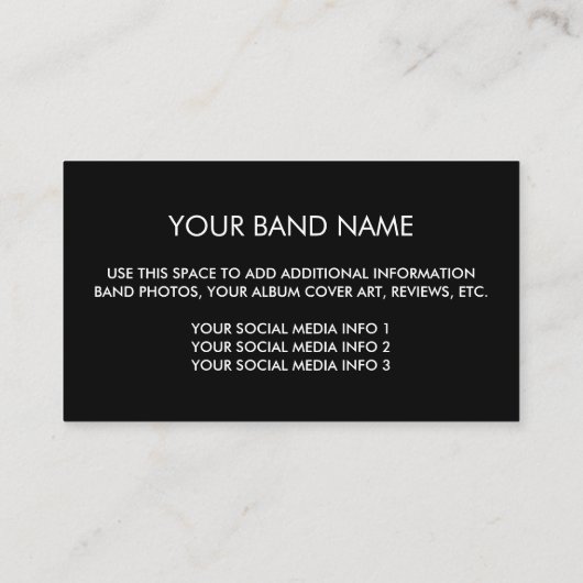 Ihr Band-Logo - Wählen Sie Ihre Hintergrundfarbe a Visitenkarte (Rückseite)