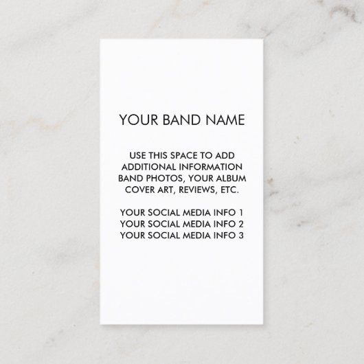 Ihr Band-Logo - Wählen Sie Ihre Hintergrundfarbe l Visitenkarte (Rückseite)