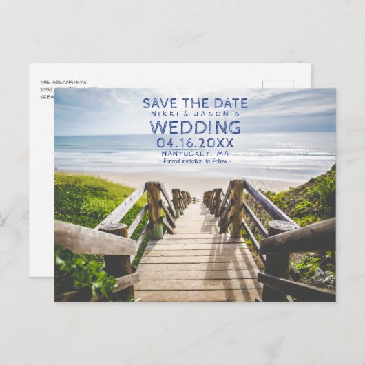 Ihr Beach Foto Save the Date Postkarte (Vorne/Hinten)